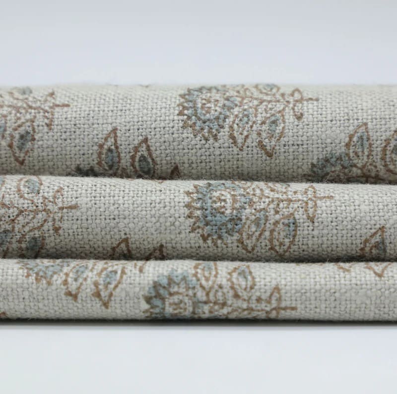 Aristan Handmade Blockprint Thick Linen Pure Fabric - Bagru Buti