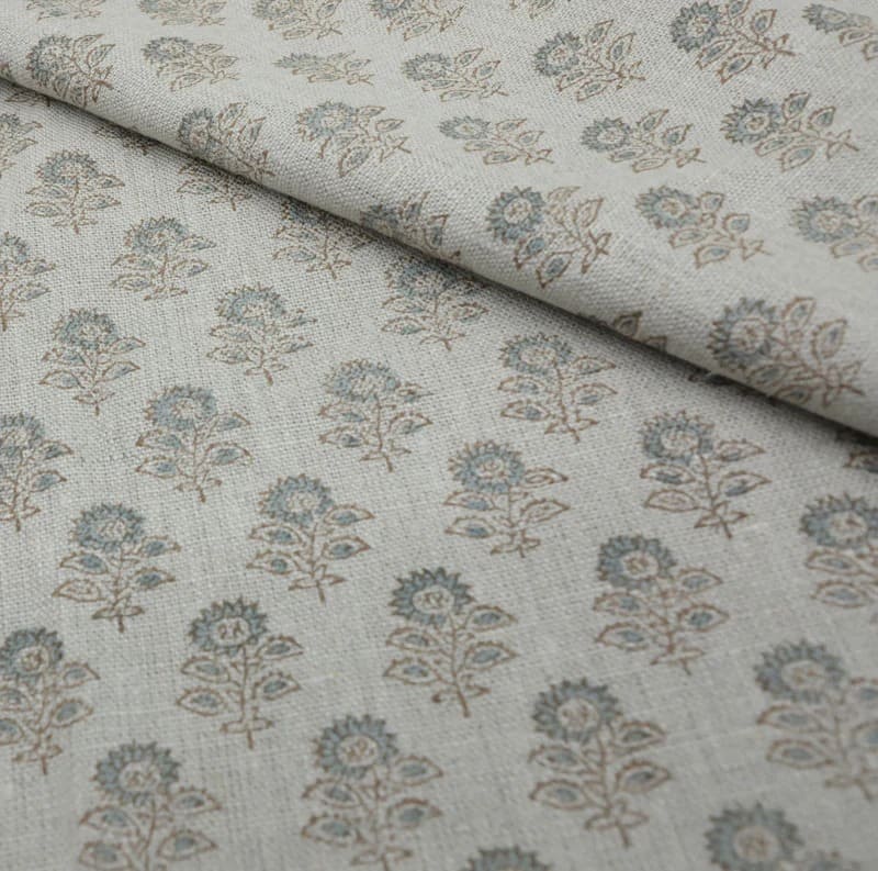 Aristan Handmade Blockprint Thick Linen Pure Fabric - Bagru Buti