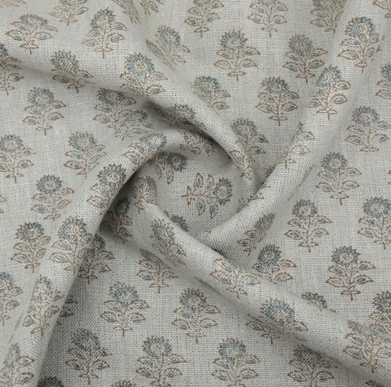 Aristan Handmade Blockprint Thick Linen Pure Fabric - Bagru Buti
