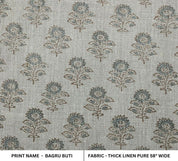 Aristan Handmade Blockprint Thick Linen Pure Fabric - Bagru Buti