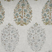 Aristan Block Print Beige & Sage Green Viscose Linen Fabric - Kumud