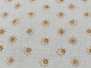 Handmade Block Print Mustard Floral Pure Linen Fabric - Happy Bloom