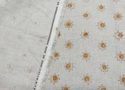 Handmade Block Print Mustard Floral Pure Linen Fabric - Happy Bloom