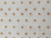 Handmade Block Print Mustard Floral Pure Linen Fabric - Happy Bloom