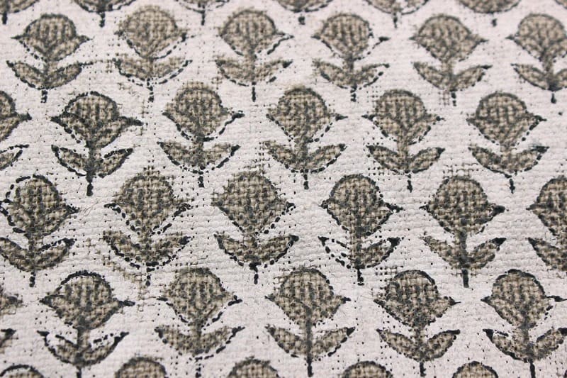 Aristanal Hand Block Print Beige Thick Linen Fabric -Tarangini