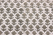 Aristanal Hand Block Print Beige Thick Linen Fabric -Tarangini