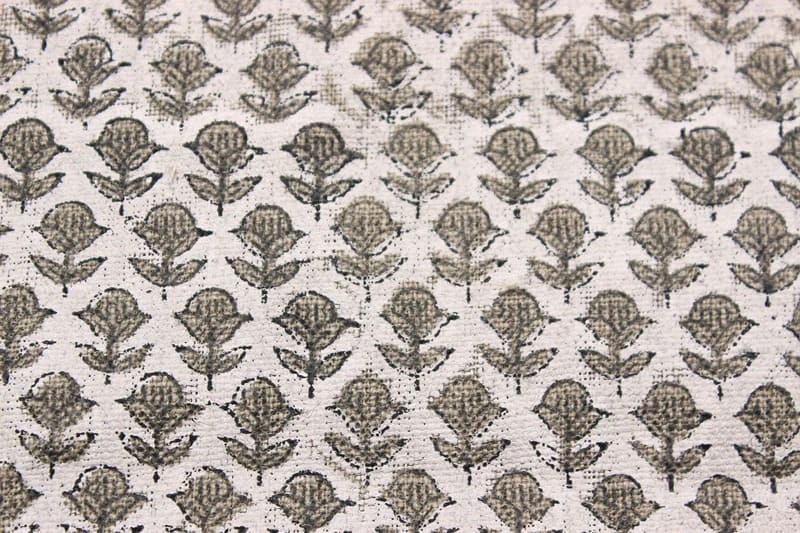 Aristanal Hand Block Print Beige Thick Linen Fabric -Tarangini