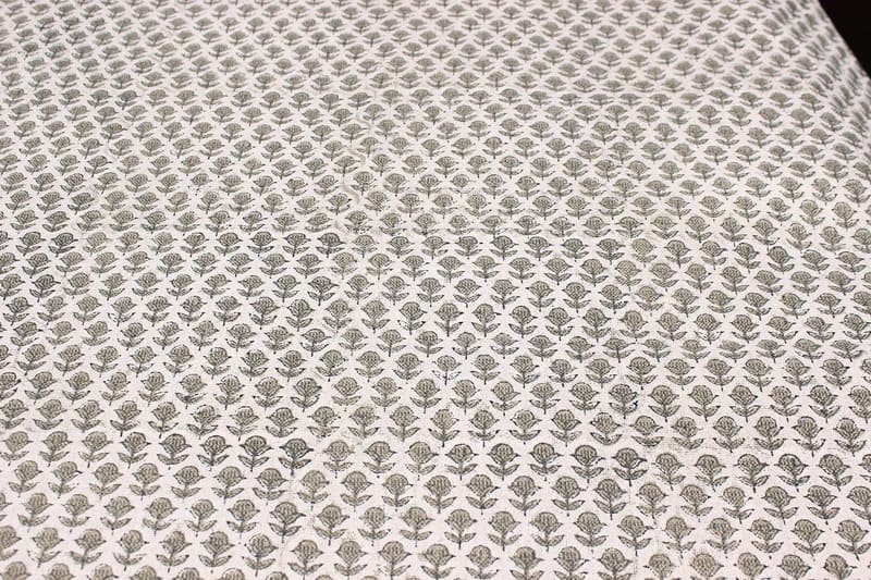 Aristanal Hand Block Print Beige Thick Linen Fabric -Tarangini
