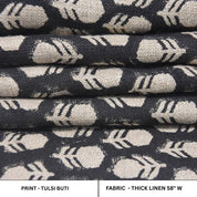 Aristanal Hand Block Print Beige Thick Linen Fabric - Tulsi Buti
