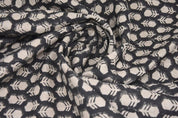 Aristanal Hand Block Print Beige Thick Linen Fabric - Tulsi Buti