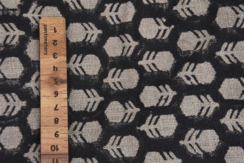 Aristanal Hand Block Print Beige Thick Linen Fabric - Tulsi Buti