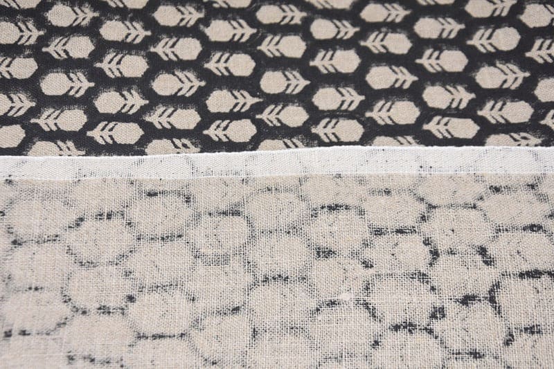Aristanal Hand Block Print Beige Thick Linen Fabric - Tulsi Buti