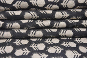 Aristanal Hand Block Print Beige Thick Linen Fabric - Tulsi Buti