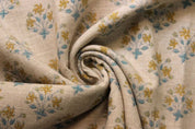Handmade Block Print Mustard Thick Linen Fabric - Diwali Flower