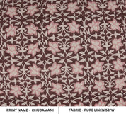Aristan Hand Block Print Pink Pure Linen Fabric - Chudamani