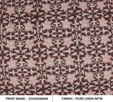 Aristan Hand Block Print Pink Pure Linen Fabric - Chudamani