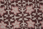 Aristan Hand Block Print Pink Pure Linen Fabric - Chudamani