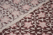 Aristan Hand Block Print Pink Pure Linen Fabric - Chudamani