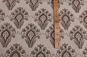 Premium Hand Block Print Brown Pure linen 58W Fabric - Chimini