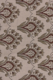 Premium Hand Block Print Brown Pure linen 58W Fabric - Chimini