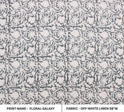 Aristnal Hand Block Print Grey Off White Linen Fabric - Floral Galaxy