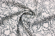 Aristnal Hand Block Print Grey Off White Linen Fabric - Floral Galaxy