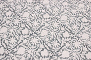 Aristnal Hand Block Print Grey Off White Linen Fabric - Floral Galaxy