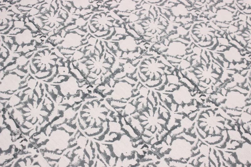 Aristnal Hand Block Print Grey Off White Linen Fabric - Floral Galaxy