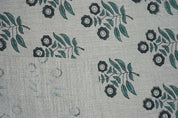 Handmade Block Print Grey Thick Linen Pure Fabric 58W - Neha