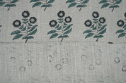 Handmade Block Print Grey Thick Linen Pure Fabric 58W - Neha
