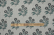 Handmade Block Print Grey Thick Linen Pure Fabric 58W - Neha