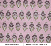 Aristnal Handmade Block Print Brown Viscose Linen Fabric - Mormukut