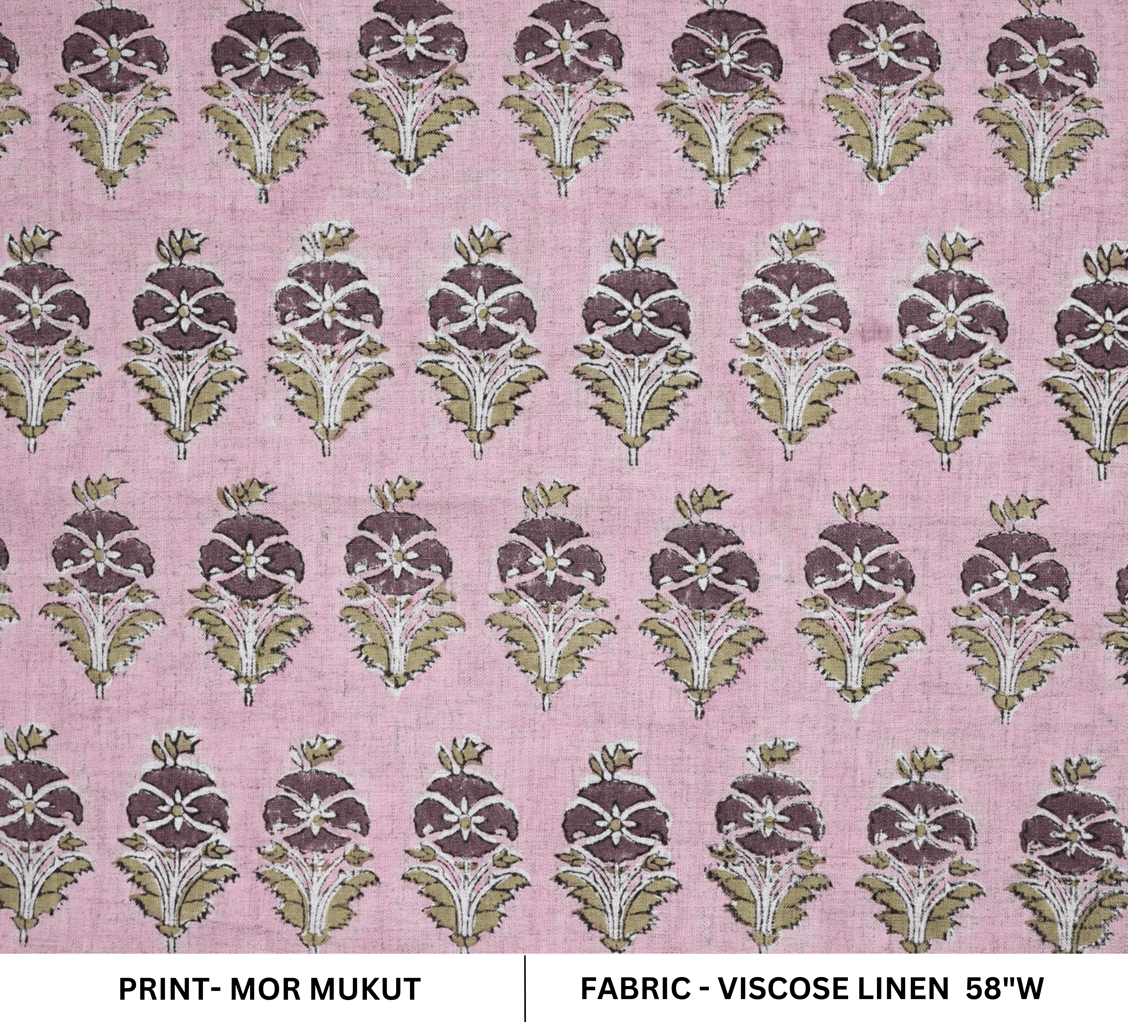 Aristnal Handmade Block Print Brown Viscose Linen Fabric - Mormukut
