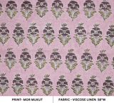 Aristnal Handmade Block Print Brown Viscose Linen Fabric - Mormukut