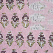 Aristnal Handmade Block Print Brown Viscose Linen Fabric - Mormukut