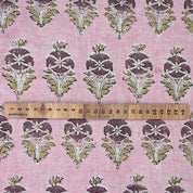 Aristnal Handmade Block Print Brown Viscose Linen Fabric - Mormukut