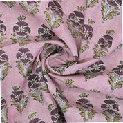Aristnal Handmade Block Print Brown Viscose Linen Fabric - Mormukut