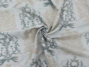 Aristnal Handmade Block Print Gray Pure Linen Fabric - Vrindavan