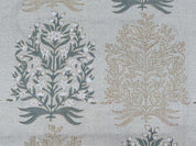 Aristnal Handmade Block Print Gray Pure Linen Fabric - Vrindavan