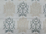 Aristnal Handmade Block Print Gray Pure Linen Fabric - Vrindavan