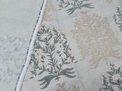 Aristnal Handmade Block Print Gray Pure Linen Fabric - Vrindavan