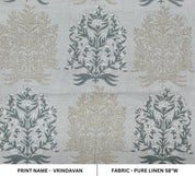 Aristnal Handmade Block Print Gray Pure Linen Fabric - Vrindavan