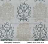 Aristnal Handmade Block Print Gray Pure Linen Fabric - Vrindavan