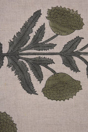 Aristnal Handmade Block Print Sage Green Pure linen Fabric - Badshah