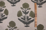 Aristnal Handmade Block Print Sage Green Pure linen Fabric - Badshah
