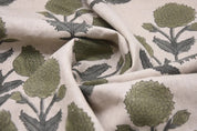 Aristnal Handmade Block Print Sage Green Pure linen Fabric - Badshah