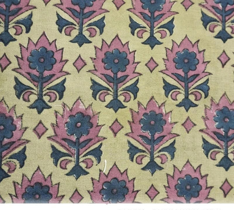 Aristnal-IndianHandBlockPrintBlue-FloralPureLinenFabric-Kusum_1.jpg