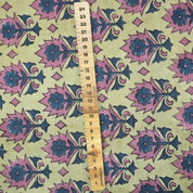 Aristnal Hand Block Print Blue Floral Pure Linen Fabric - Kusum