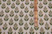Arsitan Handmade Block Print Brown Pure Linen 58 "W" Fabric -Arjun