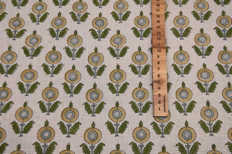 Arsitan Handmade Block Print Brown Pure Linen 58 "W" Fabric -Arjun